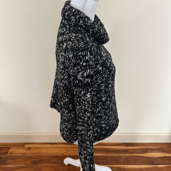 EILEEN FISHER Sweater Black & Off White Cowl Neck Relaxed Fit Organic Cotton M - Picture 6 of 9
